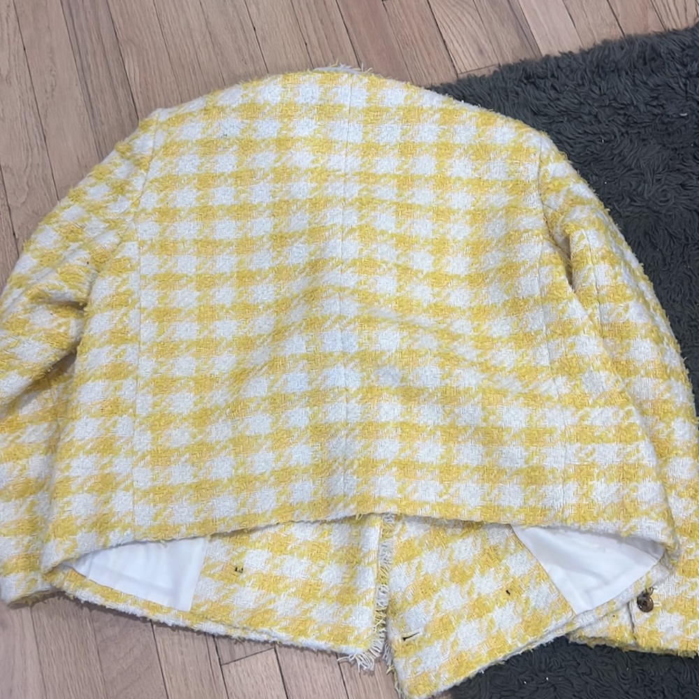Ann Taylor Yellow & White Tweed Double-Breasted Blazer - Picture 4 of 4